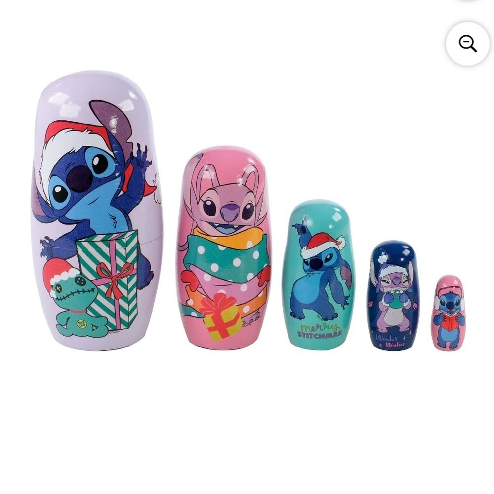 Disney Stitch Christmas Nesting Dolls NEW Decor Wooden Angel
